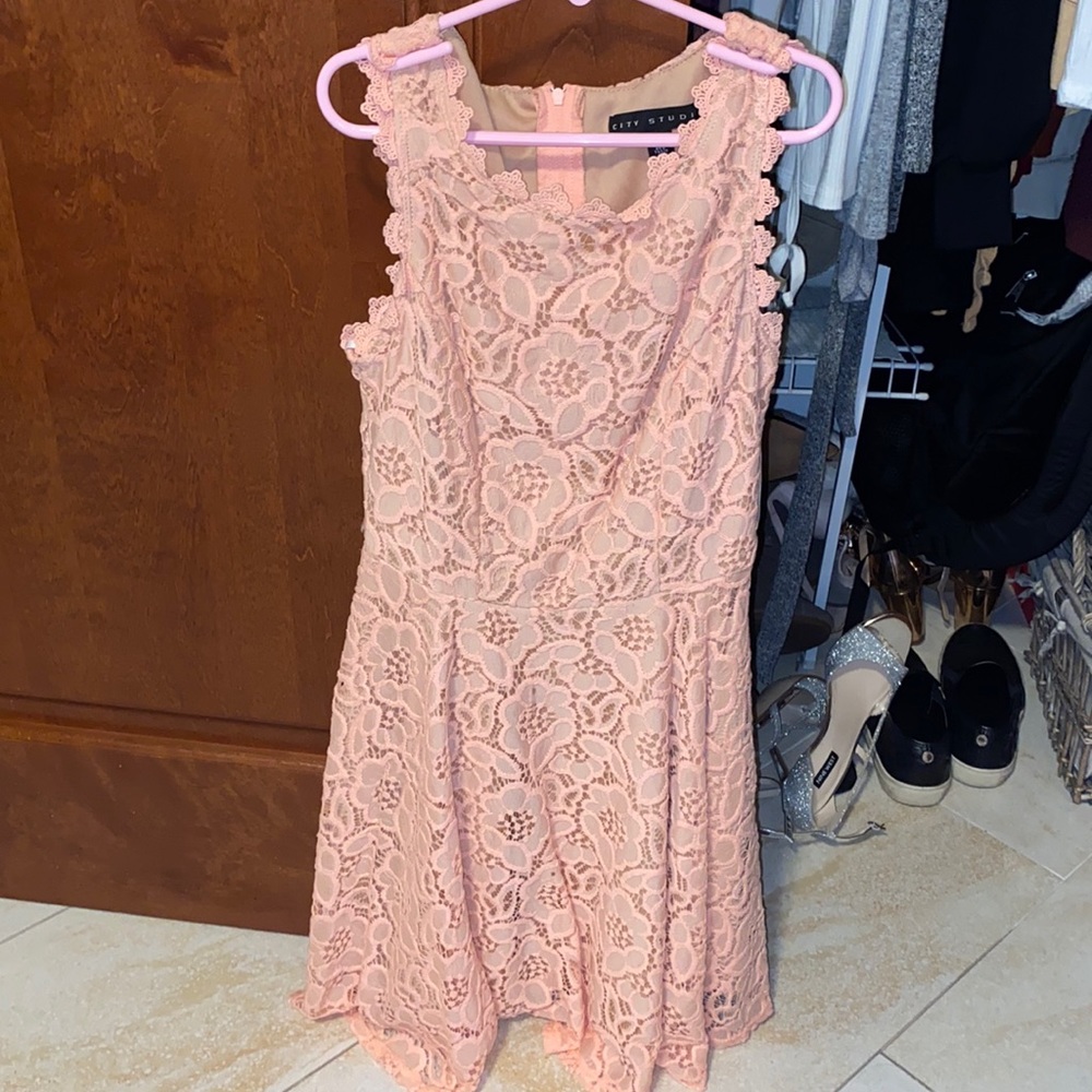 pink lace dress